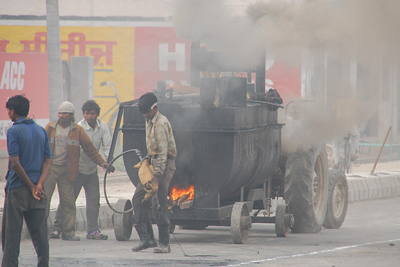 Road paving in Sangrur, Punjab