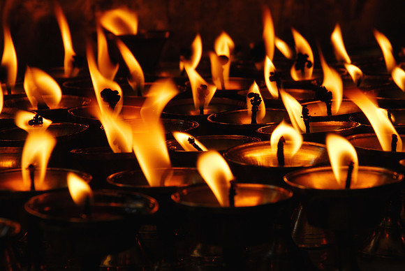 Candles left as worship