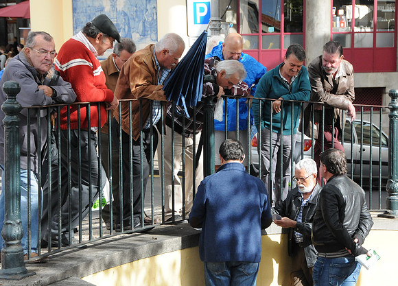 Card game in one of the town centres