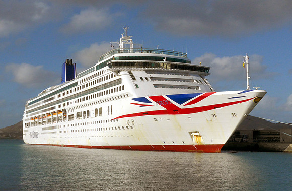 MV Aurora in port of Mindelo on St Vincent island