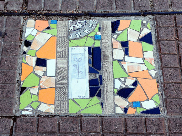 Coloured tiles along some of the local streets