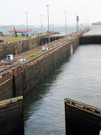 Going into last Gatun Locks chamber before entering Caribbean Sea/Atlantic Ocean