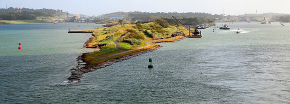 From Atlantic side looking back at new locks on left and original Gutan Locks on right
