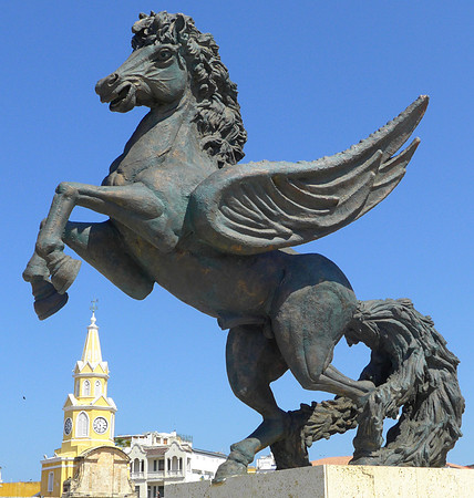 Pegasus statue outside old city