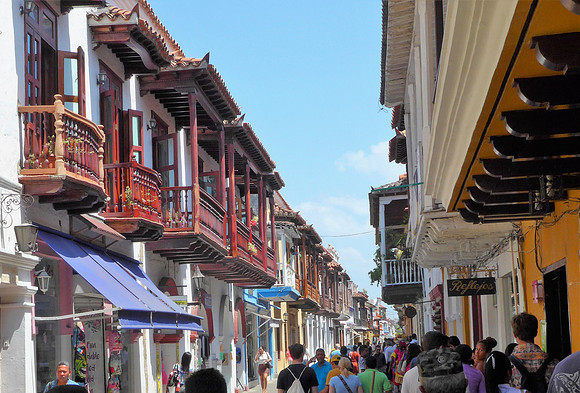 Balconied colonial buildings in old city
