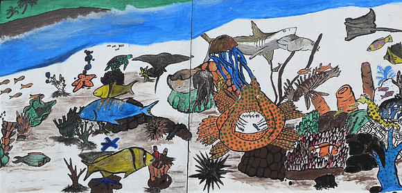 Art outside school in Pago Pago