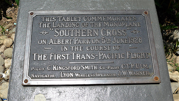Plaque commemorating the first trans-pacific flight