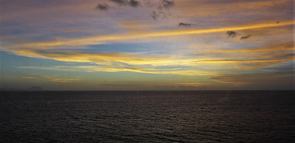 Sun about to set in south Pacific