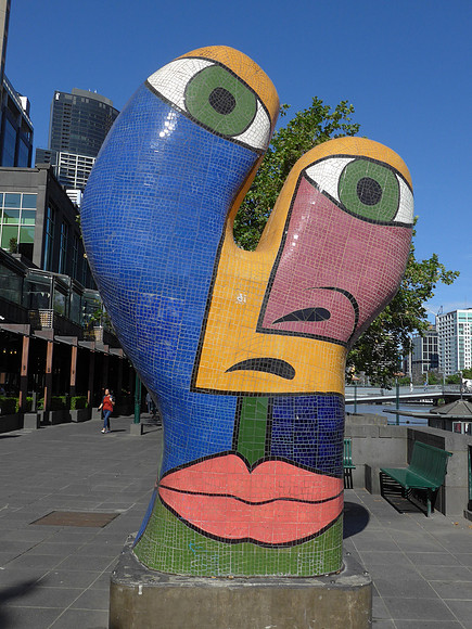 Artwork along the river bank