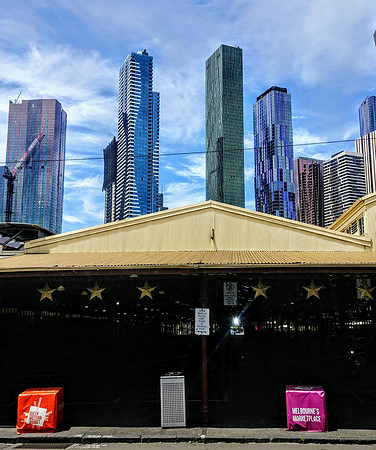 Old and the new - Melbourne produce market dwarfed by huge highrises