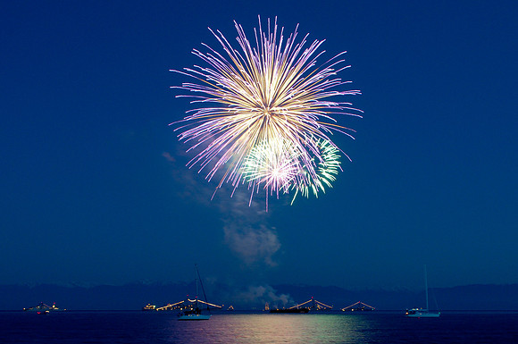 Fireworks at navel celebrations at Fort Rodd Hill